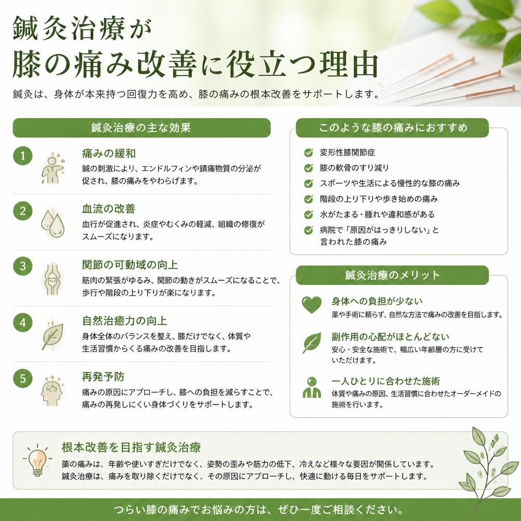 膝の痛みを和らげる鍼の効果